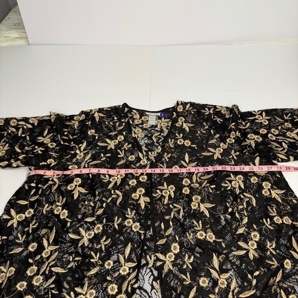 Catherines 2XWP Petite Black Floral Lace Kimono Jacket Duster - Picture 4 of 7